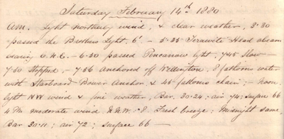14 February 1880 journal entry